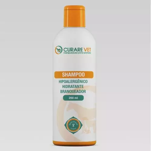 Shampoo Hipoalergênico Hidratante Branqueador para Cães e Gatos CurareVet - 200ml