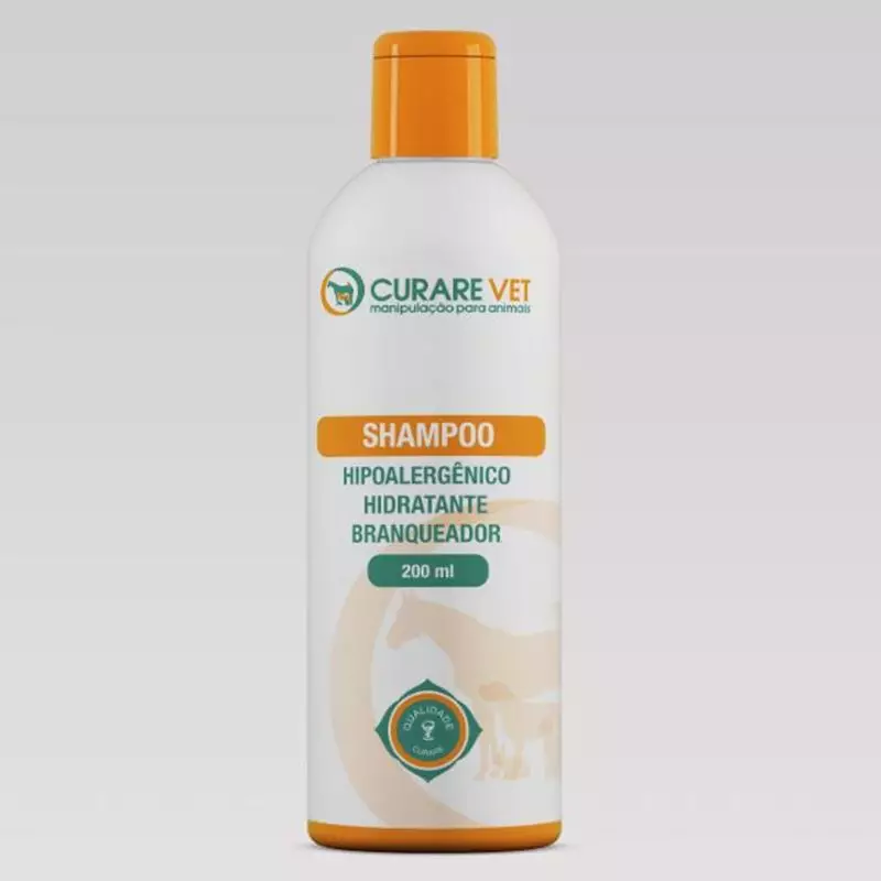 Shampoo Hipoalergênico Hidratante Branqueador para Cães e Gatos CurareVet - 200ml
