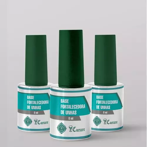 Kit Base Fortalecedora de Unha Curare 8ml - 3 Unidades