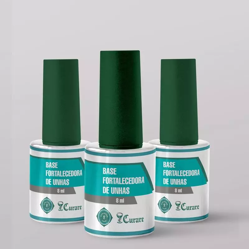 Kit Base Fortalecedora de Unha Curare 8ml - 3 Unidades