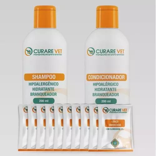 Kit Shampoo e Condicionador Hipoalergênico + Lenço Umedecido CurareVet Kit Shampoo e Condicionador Hipoalergênico + Lenço Umedecido CurareVet
