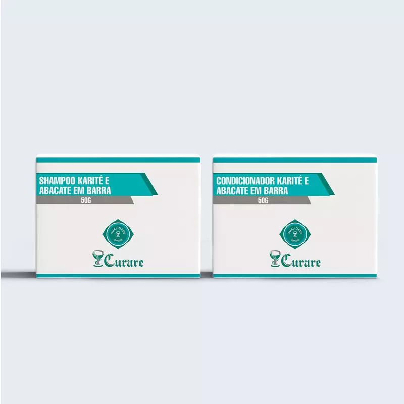 Kit Shampoo Karité e Abacate em Barra Curare + Condicionador Karité e Abacate em Barra Curare de 50 g/cada