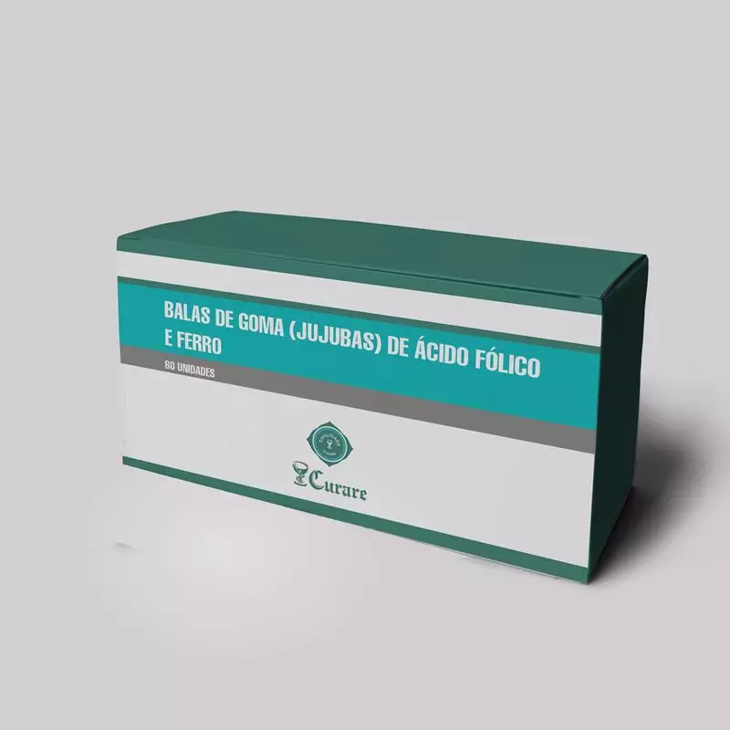 Balas De Goma (Jujubas) De Ácido  Fólico E Ferro - 60 Unidades