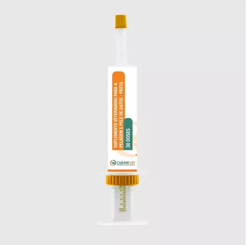 Suplemento para a Pelagem e Pele de Gatos CurareVet - Pasta - 30 doses - (Seringa Dosadora)