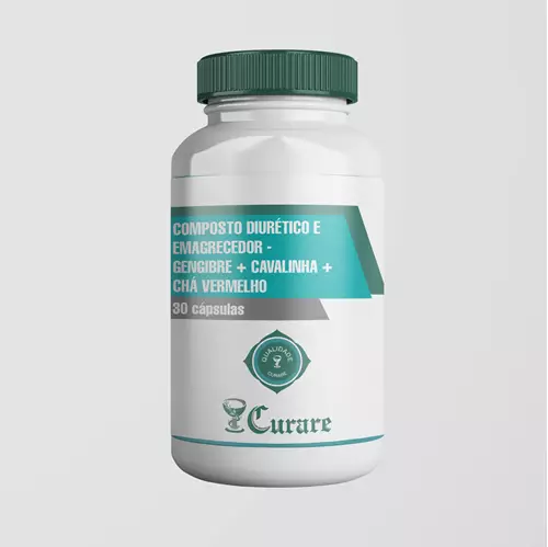 Composto Diurético e Emagrecedor Curare - Gengibre + Cavalinha + Chá Vermelho - 600mg - 30 cápsulas Composto Diurético e Emagrecedor Curare - Gengibre + Cavalinha + Chá Vermelho - 600mg - 30 cápsulas