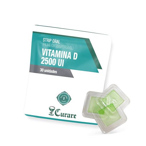 Strip Oral (Filme Orodispersível) Vitamina D 2500 UI Curare - 30 unidades Strip Oral (Filme Orodispersível) Vitamina D 2500 UI Curare - 30 unidades