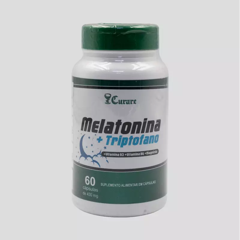 Melatonina 0,21mg+Triptofano 168mg (Suplemento Industrializado Curare - 60 cápsulas (30 doses) 